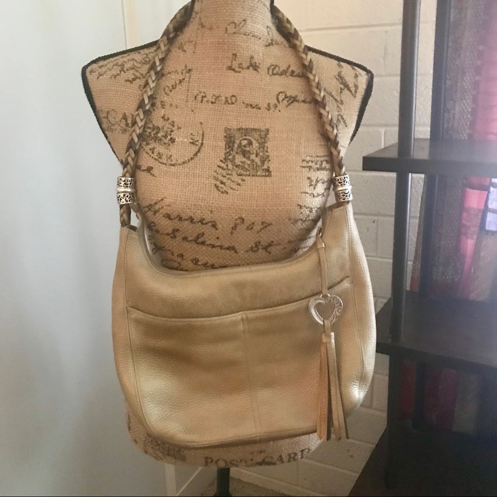 Brighton Barbados Metallic Platinum Leather Bag